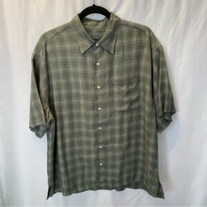 Dockers Recode Plaid‎ Linen Blend SOFT Shirt Large Grandpacore Textured Coastal